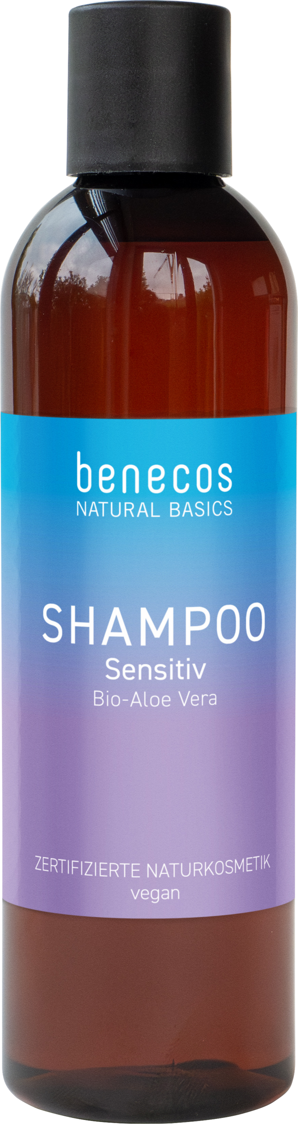 Benecos Natural Basics Sensitive Shampoo 250ml per capelli delicati e cuoio capelluto sensibile, con aloe vera biologica e certificato cruelty free.