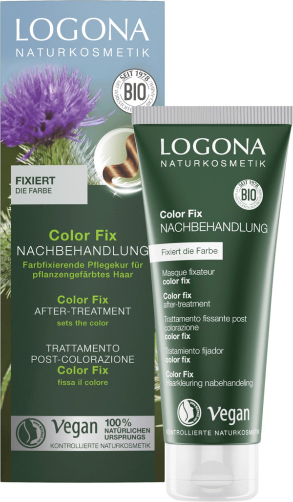 LOGONA Color Conditioner per capelli colorati, trattamento fissante ecobio da 100ml. Balsamo nutriente con betulla e bardana per lucentezza e protezione.
