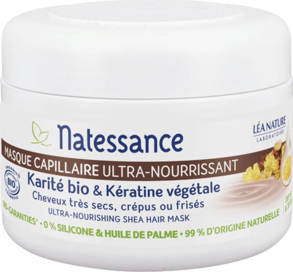 Maschera Natessance Ultra-Nutriente con Burro di Karité Bio e Cheratina Vegetale per capelli secchi, crespi e ricci di VeroBelloBio