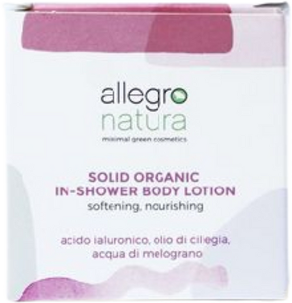 Allegro Natura Crema Solida Nutriente In-Shower 75g per pelle morbida e idratata, senza plastica. Ideale per la bellezza consapevole.