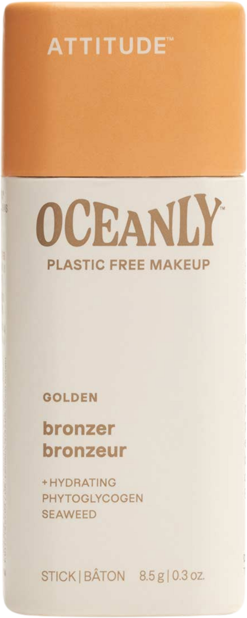 Attitude Oceanly Bronzer Stick Golden per un incarnato luminoso e un trucco naturale vegano senza plastica. VeroBelloBio.