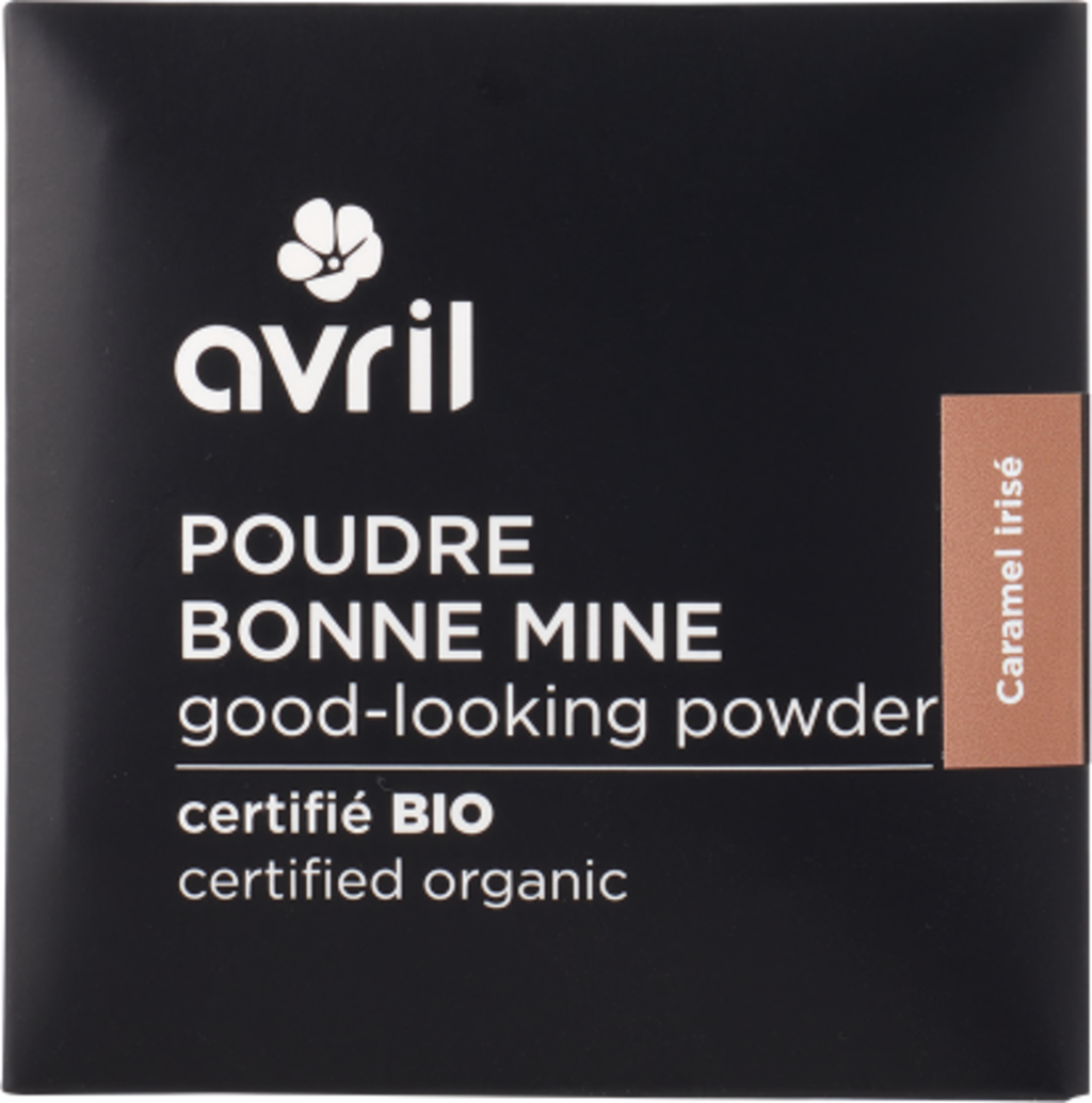 Terra abbronzante biologica Avril Good-Looking Powder Refill Caramel Irisé per una carnagione radiosa naturale. Cosmetico vegano certificato ECOCERT.
