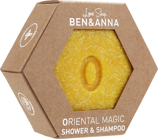 BEN & ANNA Love Soap Oriental Magic Shampoo & Doccia Solido - 2in1 vegano per capelli e corpo, con profumo di erbe orientali e senza plastica. Ideale per viaggio e cura consapevole.