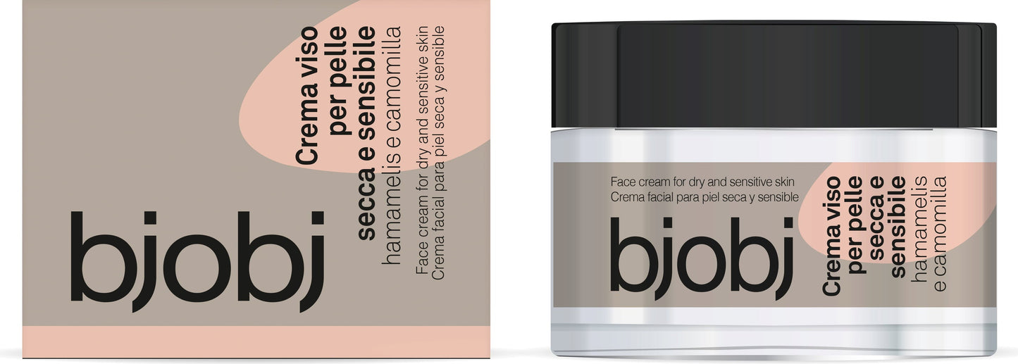 Crema viso Bjobj Amamelide e Camomilla per pelli secche e sensibili, idratante e lenitiva. Certificato BIOS NaturCosmetics, Nickel Tested.