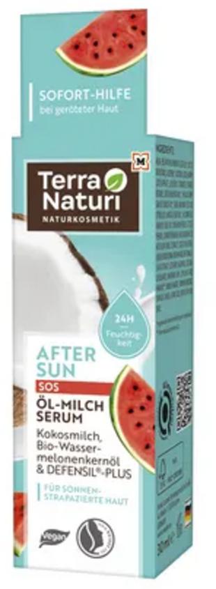 Terra Naturi After Sun SOS Siero Olio lenitivo idratante biologico per pelle stressata dal sole con cocco e anguria