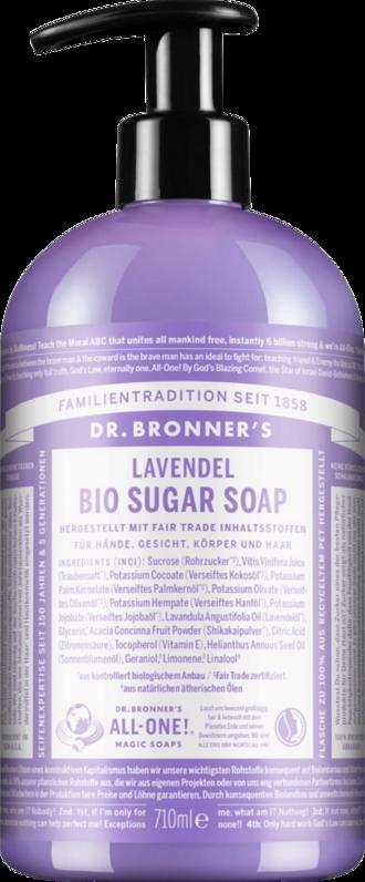 Dr. Bronner's Sugar Soap Lavanda - Sapone liquido idratante e rilassante per corpo e capelli
