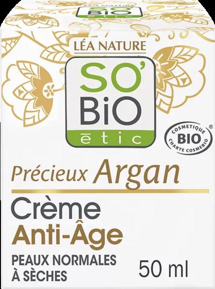 LÉA NATURE SO BiO étic Précieux Argan Crema Viso Giorno Anti-Aging 50ml per pelle matura con olio di Argan e acido ialuronico certificata Cosmébio ECOCERT