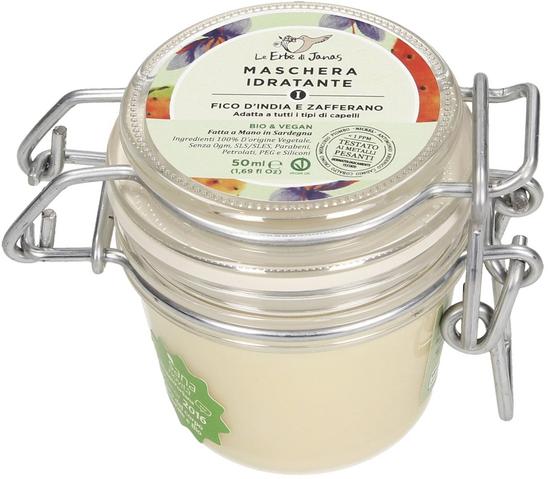 Maschera capelli idratante Le Erbe di Janas con Fico d'India e Zafferano per capelli secchi e spenti - VeroBelloBio