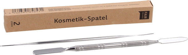 FAIR SQUARED Spatola Duo in metallo per applicazione igienica di cosmetici e miscelazione di prodotti skincare. Accessorio per una routine di bellezza consapevole e duratura.