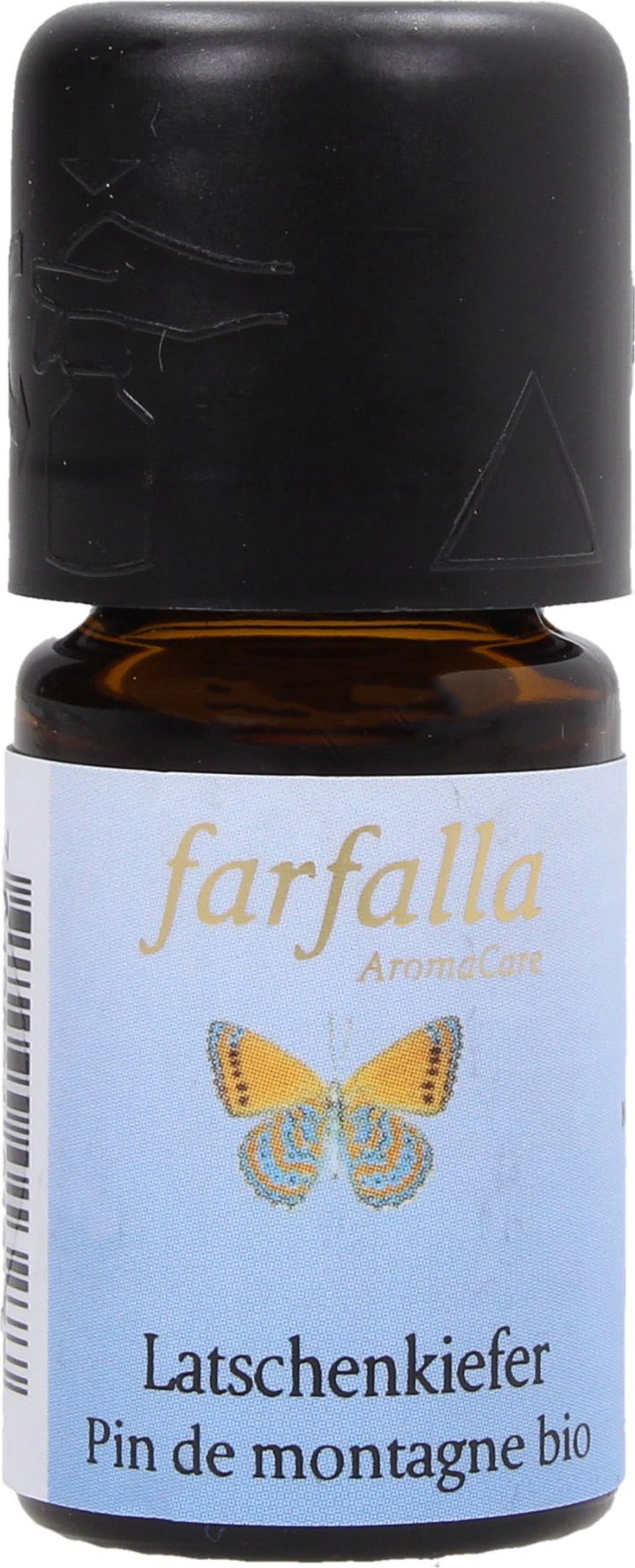 Olio essenziale di Pino Mugo biologico Farfalla 5ml, per aromaterapia e benessere naturale, con certificazione Austria Bio Garantie.