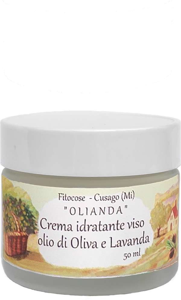 Crema viso biologica Fitocose Olianda con Olivo e Lavanda per idratazione e protezione della pelle, 50 ml.