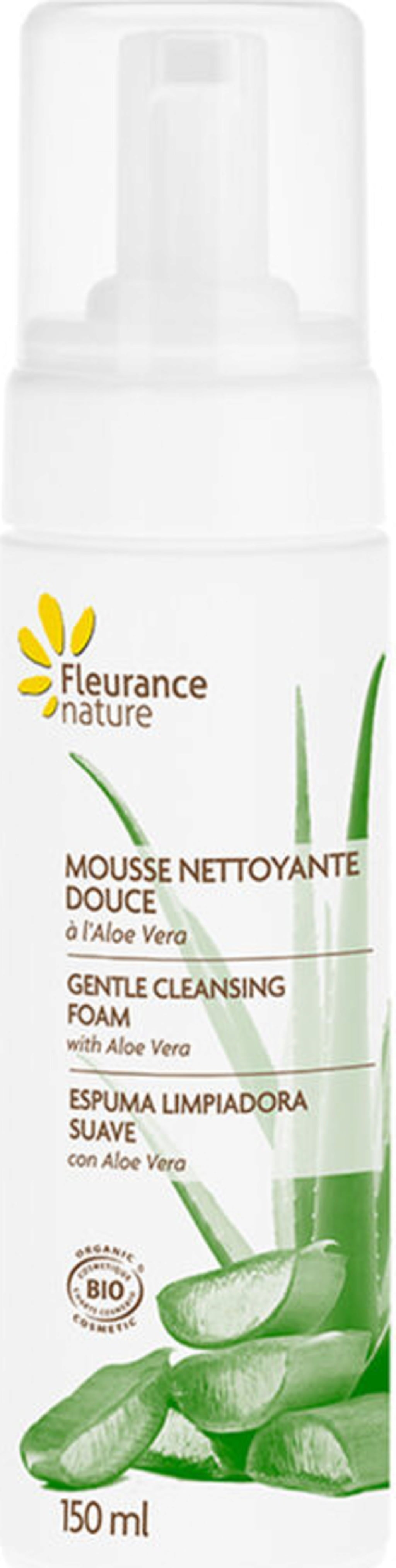 Fleurance Nature schiuma detergente delicata all'aloe vera 150ml per pelle sensibile, certificata biologica