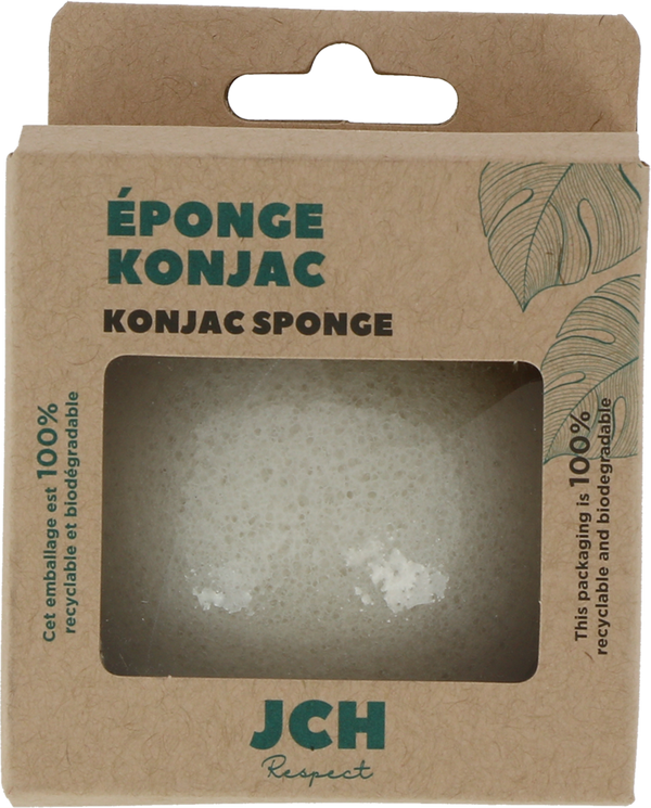 Spugna Konjac JCH Respect per detersione viso delicata e naturale. Prodotto vegano e biodegradabile per una pelle radiosa.