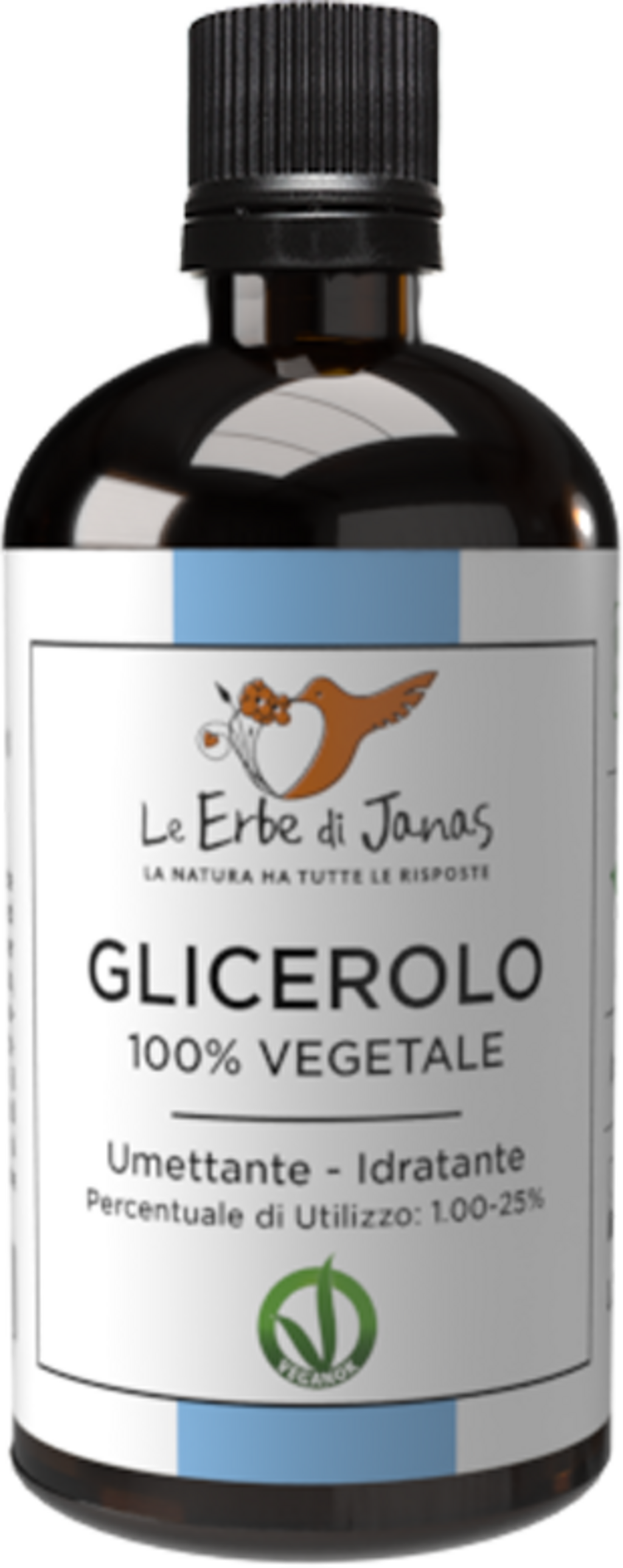 Flacone di Glicerolo 100% Vegetale Le Erbe di Janas, 100 ml per idratazione pelle e capelli, prodotto vegano. Bellezza naturale.