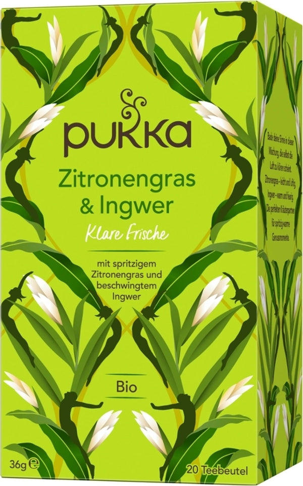 Tisana biologica Pukka citronella e zenzero per digestione, benessere e relax. Confezione da 20 filtri.
