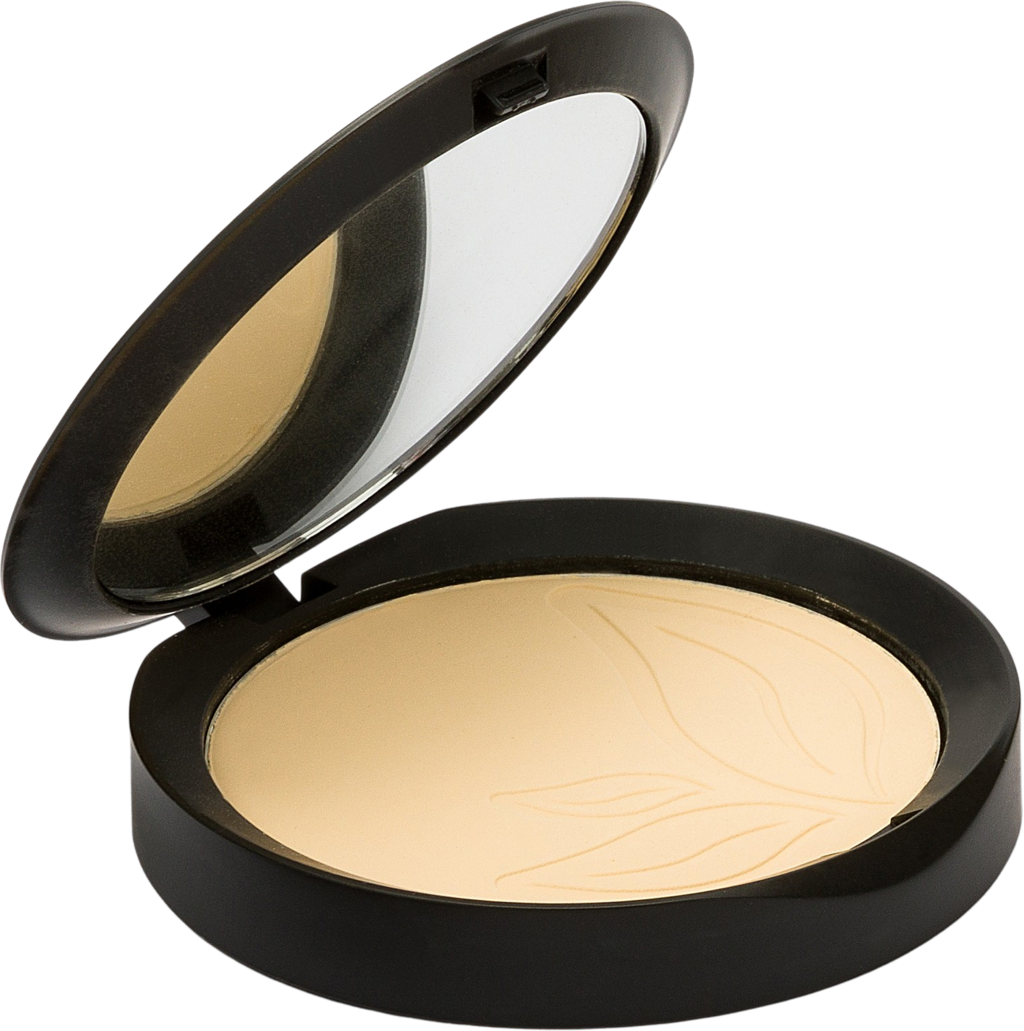 Cipria compatta PuroBIO Cosmetics T01 Indissoluble per un finish naturale e una pelle radiosa. Ricaricabile, vegan e nickel tested.