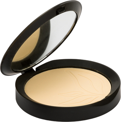 Cipria compatta PuroBIO Cosmetics T01 Indissoluble per un finish naturale e una pelle radiosa. Ricaricabile, vegan e nickel tested.