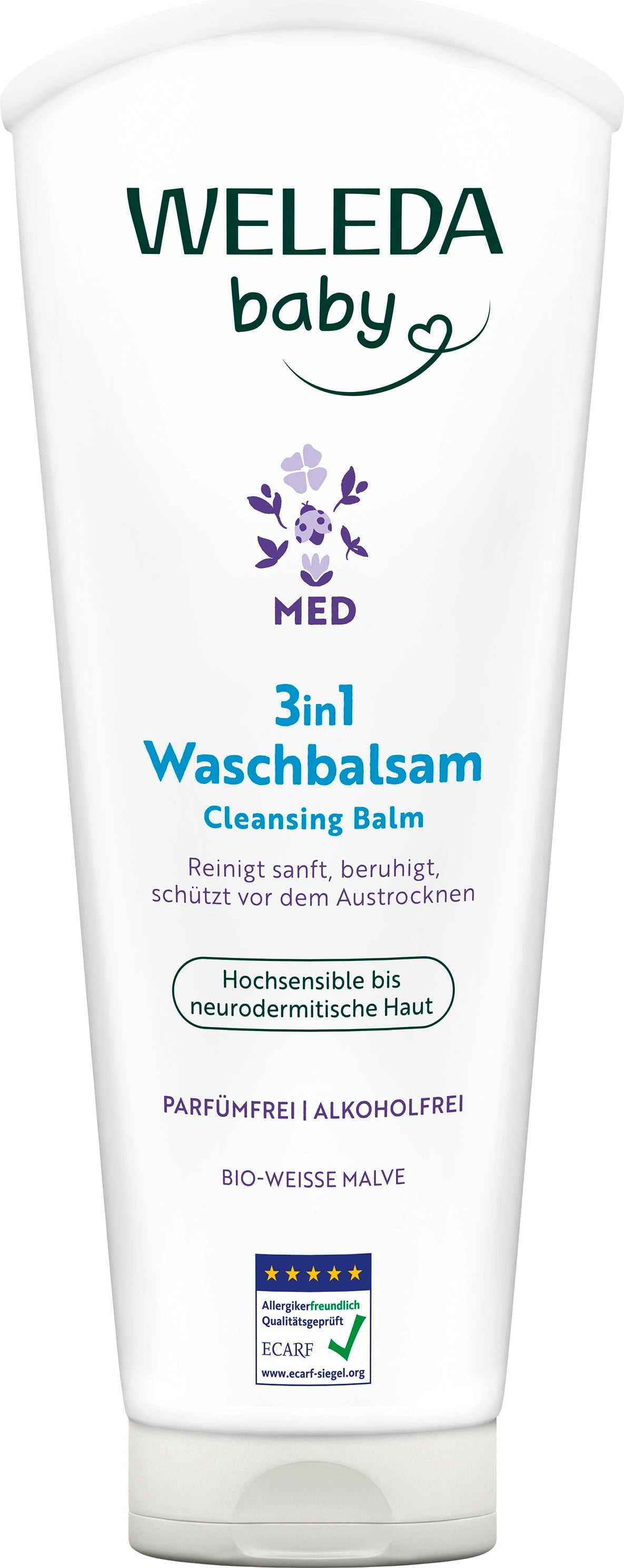 Balsamo detergente 3 in 1 Weleda baby MED per neonati e bambini con pelle sensibile e certificazione NaTrue
