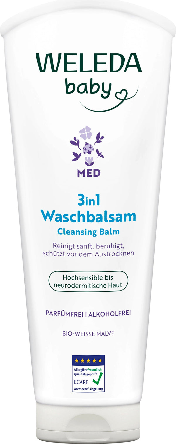 Balsamo detergente 3 in 1 Weleda baby MED per neonati e bambini con pelle sensibile e certificazione NaTrue