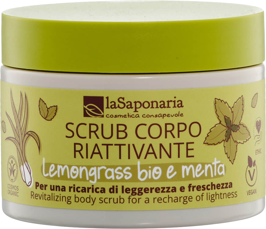 Scrub corpo biologico La Saponaria Lemongrass e Menta per pelle liscia e luminosa