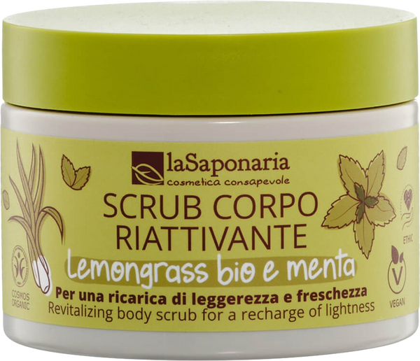 Scrub corpo biologico La Saponaria Lemongrass e Menta per pelle liscia e luminosa