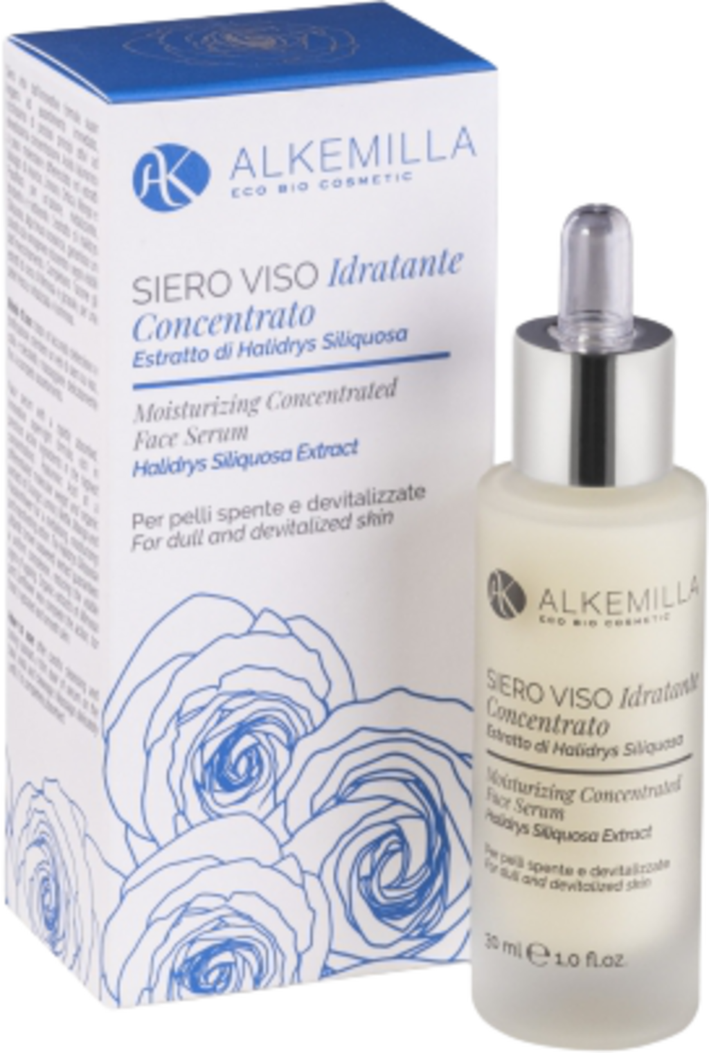 Siero viso concentrato illuminante Alkemilla Eco Bio Cosmetic per pelle spenta e matura, 30ml