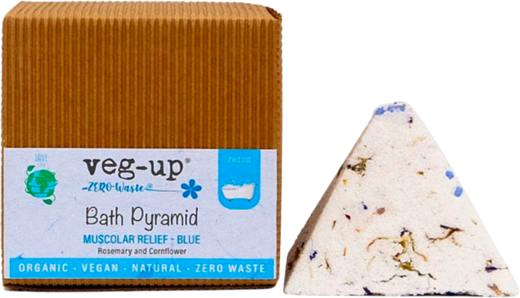 Piramide da bagno veg-up Muscolar Relief per un bagno rilassante e purificante, ideale per la bellezza naturale e il benessere della pelle, un prodotto vegano per la tua self-care.