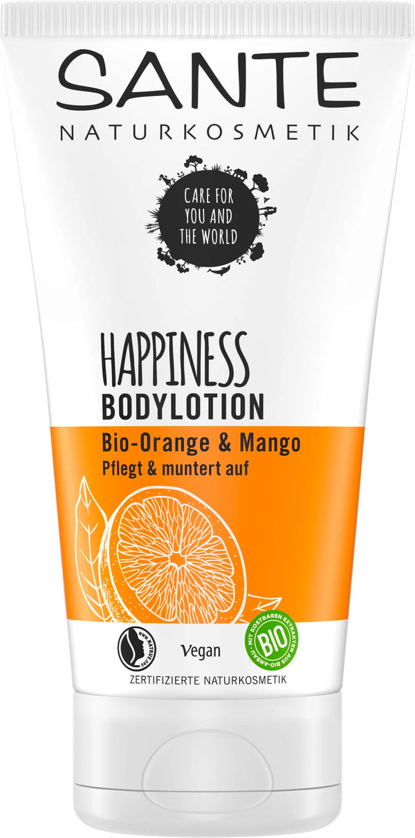 SANTE HAPPINESS Lozione Corpo biologica Arancia Bio & Mango, idratante e nutriente per tutti i tipi di pelle VeroBelloBio
