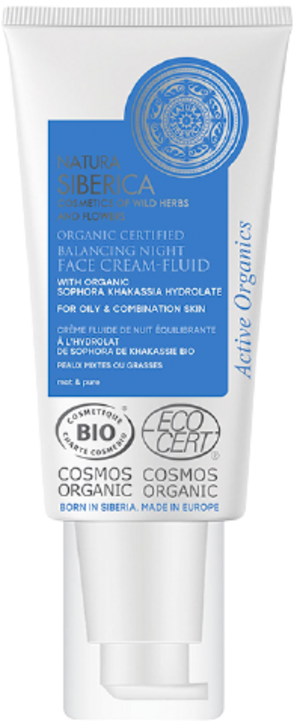 Natura Siberica Balancing Night Face Cream-Fluid, crema notte biologica vegana per pelle grassa e mista, con Pagoda Giapponese e Baical per un incarnato opaco ed equilibrato