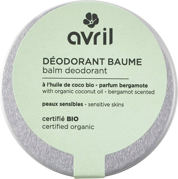 Balsamo deodorante solido Avril al bergamotto per pelli sensibili, formula naturale e biologica, 85g