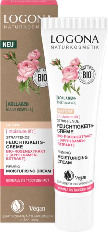 Crema idratante colorata LOGONA Moisture Lift con rosa biologica per pelle normale e secca