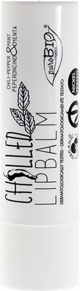 puroBIO Cosmetics Chilled Lipbalm, balsamo labbra biologico alla menta e peperoncino per labbra idratate e rimpolpate naturalmente