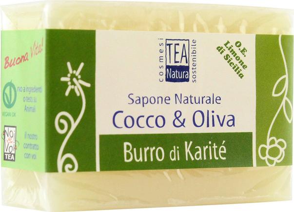 Sapone naturale al burro di karitè e limone di TEA Natura per una pelle idratata e luminosa. Bellezza consapevole e vegana.