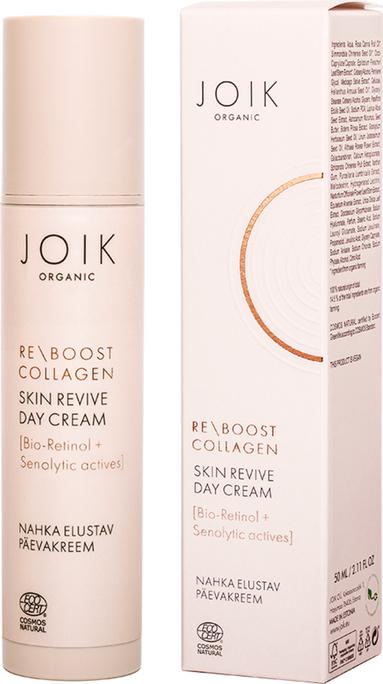 Crema giorno JOIK Organic Re-Boost Collagen per pelle rivitalizzata, anti-età e idratata. Bellezza naturale e consapevole.
