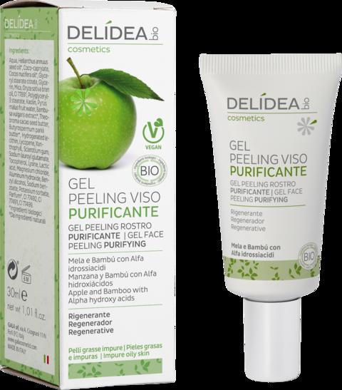 DELIDEA Gel Peeling Viso Purificante Mela e Bambù per pelle grassa e impura | Bellezza naturale VeroBelloBio