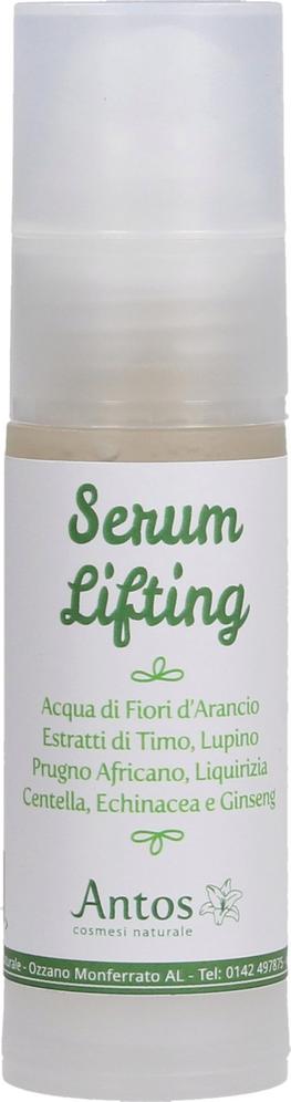 Antos Serum Lifting biologico per una pelle radiosa e tonica, riduce rughe e macchie. Siero viso anti-età per bellezza consapevole.