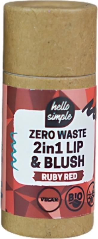 Balsamo labbra e blush Hello Simple Zero Waste Ruby Red biologico e vegano per una bellezza consapevole e autentica