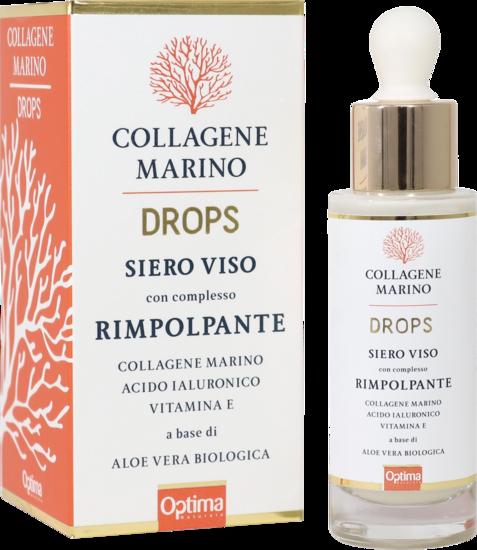 Siero Viso Collagene Marino Optima Naturals, rimpolpante e rassodante per pelle matura e esigente. Bellezza bio consapevole.