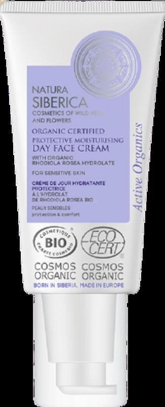 Crema viso giorno biologica Natura Siberica 50ml per pelli sensibili, idratante e protettiva. Certificata vegana e bio, per una bellezza consapevole.
