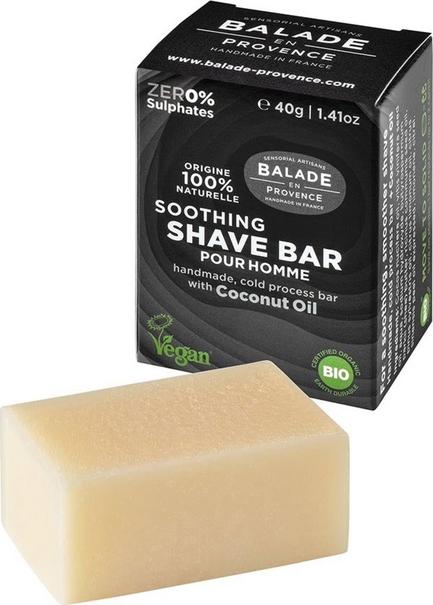 BALADE EN PROVENCE Sapone da Barba Solido Homme per rasatura naturale e consapevole, arricchito con oli vegetali e burro di karité per una pelle idratata e lenita. Unisciti alla community VeroBelloBio per la bellezza reale.