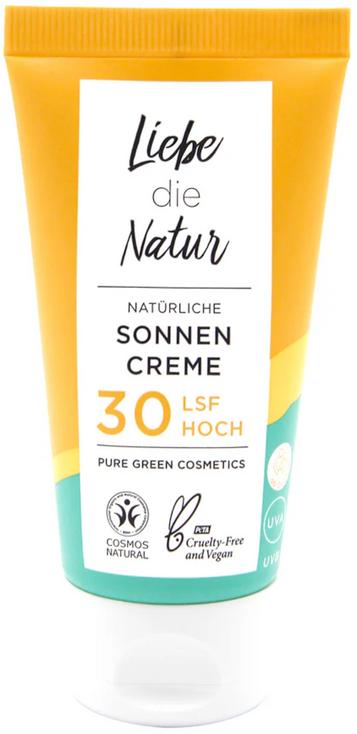 Liebe die Natur Crema Solare SPF 30 – protezione minerale vegana e impermeabile per pelle sensibile, adulti, neonati e bambini. Con olio di girasole bio e vitamina C per idratazione. Ideale per la bellezza consapevole e reale.