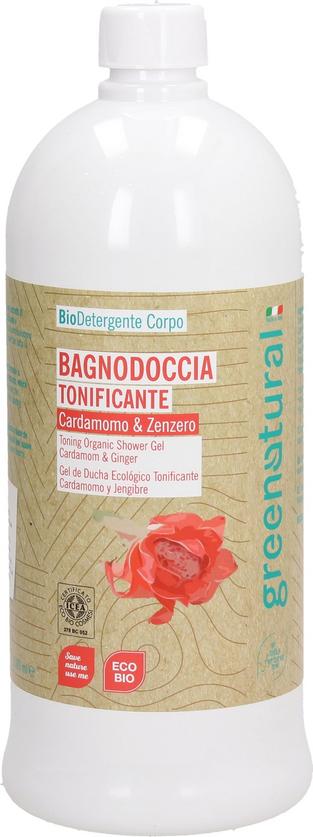 Bagnodoccia Greenatural Cardamomo Zenzero 1L biologico delicato per pelle sensibile e benessere. Immagine reale, senza filtri.