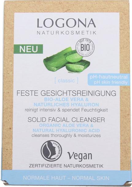 Detergente viso solido LOGONA CLASSIC con Aloe Vera Bio e Acido Ialuronico per una pelle idratata e radiosa. Un prodotto autentico da VeroBelloBio.