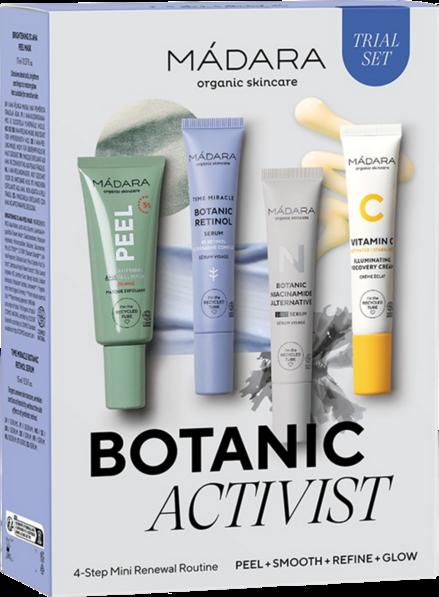 MÁDARA Botanic Activist 4-Step Mini Renewal Routine Set per una pelle luminosa e un incarnato uniforme. Skincare biologica per una bellezza consapevole e autentica.