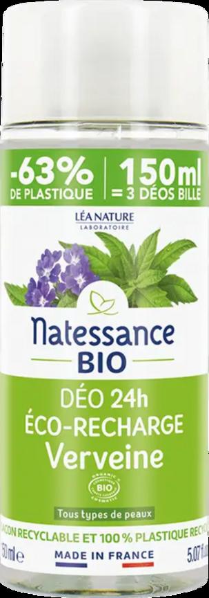 Deodorante Roll-On alla Verbena Natessance ricaricabile per bellezza consapevole e naturale