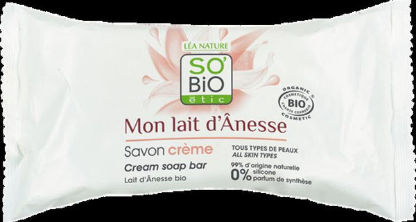 Sapone cremoso viso al latte d'asina LÉA NATURE SO BiO étic per pelle morbida e curata, bellezza consapevole