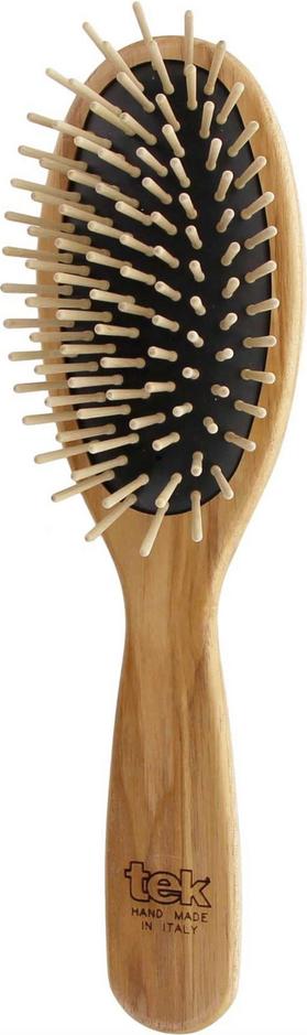 Spazzola ovale grande in legno di TEK, antistatica e naturale, per tutti i tipi di capelli