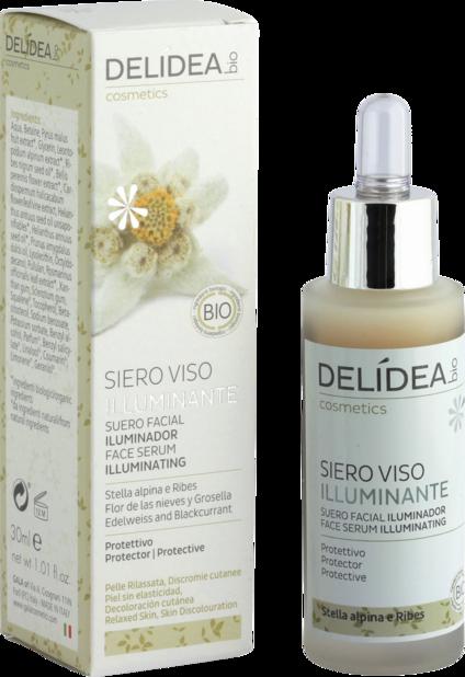 DELIDEA Siero Viso Illuminante Stella Alpina | Trattamento biologico per pelle luminosa e autostima radiosa