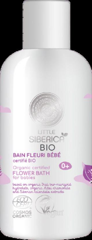 Bagnoschiuma biologico Little Siberica Baby Flower Bath con camomilla e calendula per neonati e bambini, per pelle sensibile. VeroBelloBio.