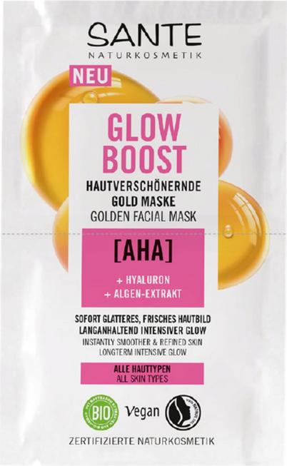 Maschera viso Sante Glow Boost d'Oro da 8ml, per pelle luminosa, idratata e rigenerata